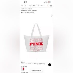Victoria's Secret White Tote with Pink Logo